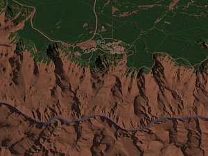 Grand Canyon Village USA in 20 km x 20 km - city and urban
