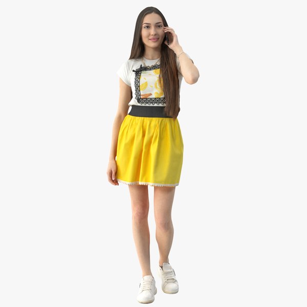3D Elizabeth Casual Summer 02 Idle Pose 03 With Phone