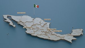 Mexico detailed Map with Animated Flag