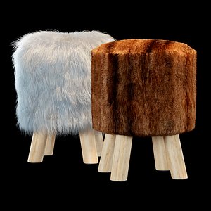 3d faux fur stool model