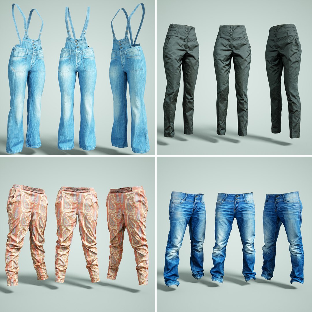 3D trousers clothing jeans - TurboSquid 1164527