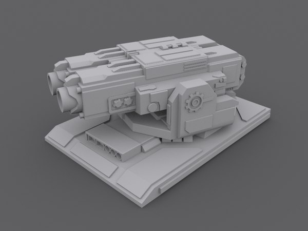 3d model turret machine gun