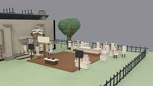 Stylized Low Poly Church Wedding Venue Pack - Chapel Interior Ceremony Reception Churchyard