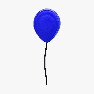 3D Voxel Blue Balloon model