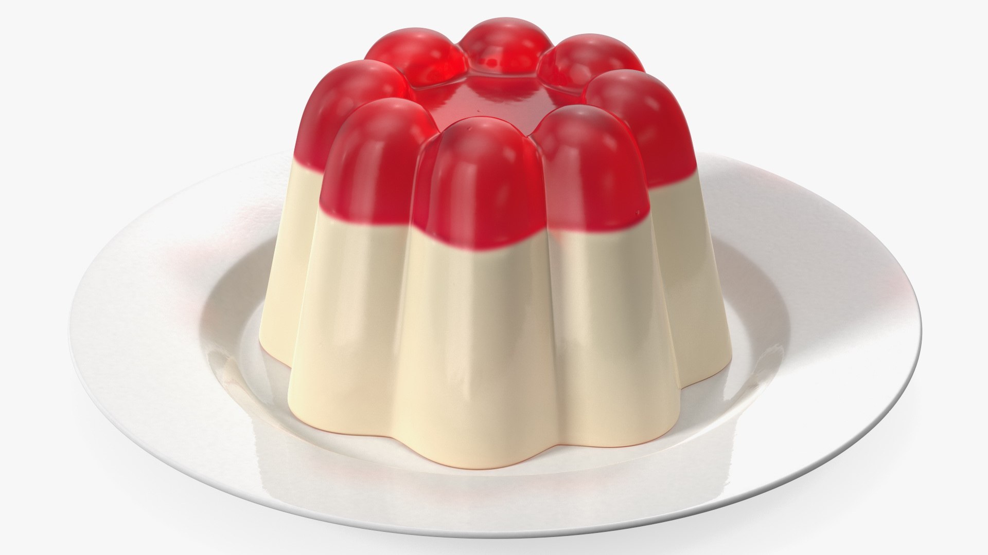 Jelly Pudding Chery Milk on Plate 3D model preview