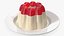 Jelly Pudding Chery Milk on Plate