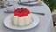Jelly Pudding Chery Milk on Plate