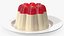 Jelly Pudding Chery Milk on Plate