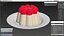 Jelly Pudding Chery Milk on Plate