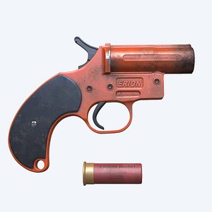 flare gun clean dirty lowpoly high poly