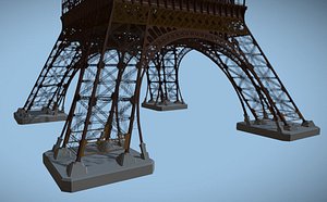 Eiffel tower with its original design 3D