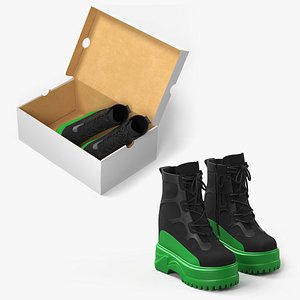 Chunky Urban Boots in Retail Packaging Black-Green