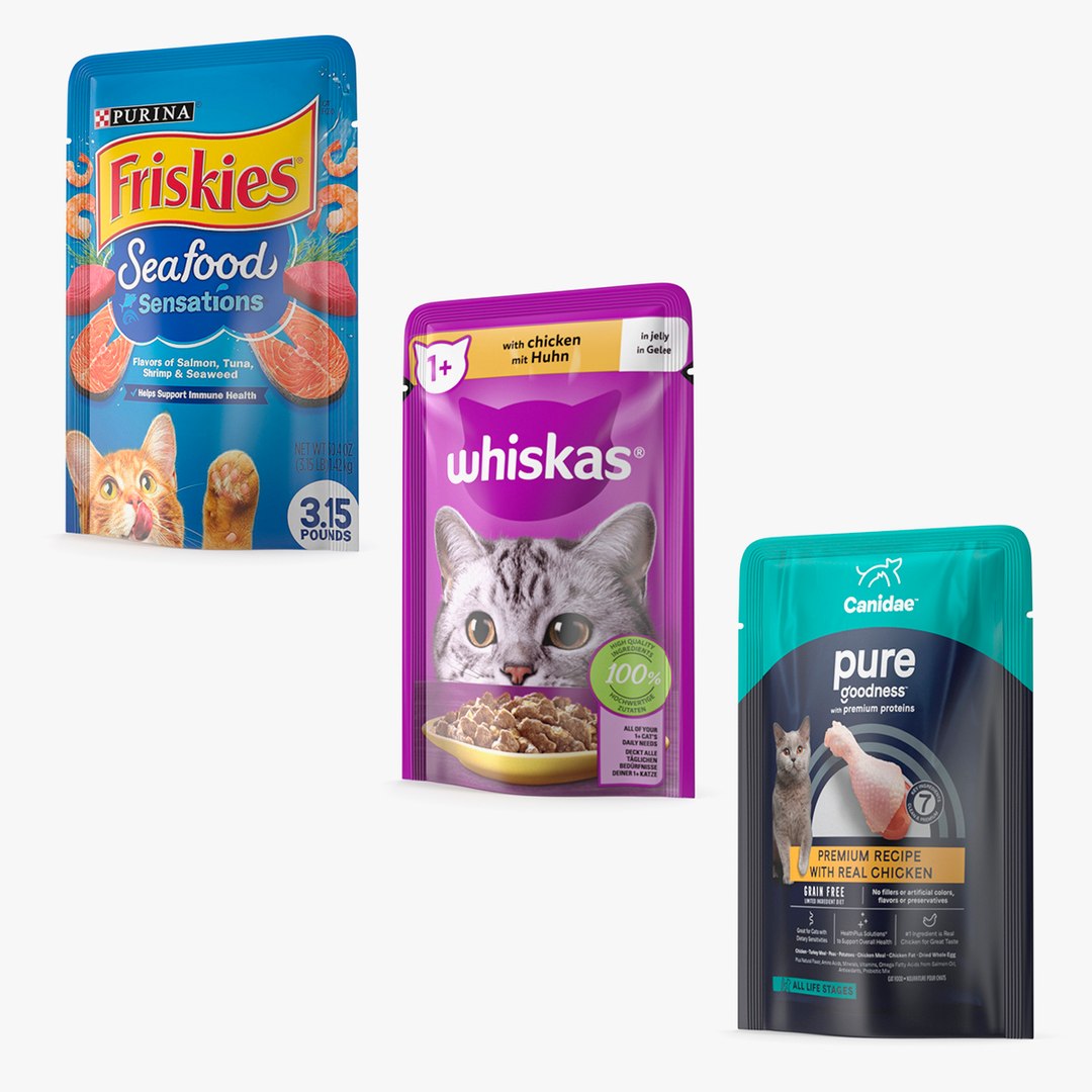 Cat Food Pouches Collection 3D TurboSquid 2298287
