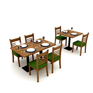 modern restaurant table chair 01 Low-poly 3D