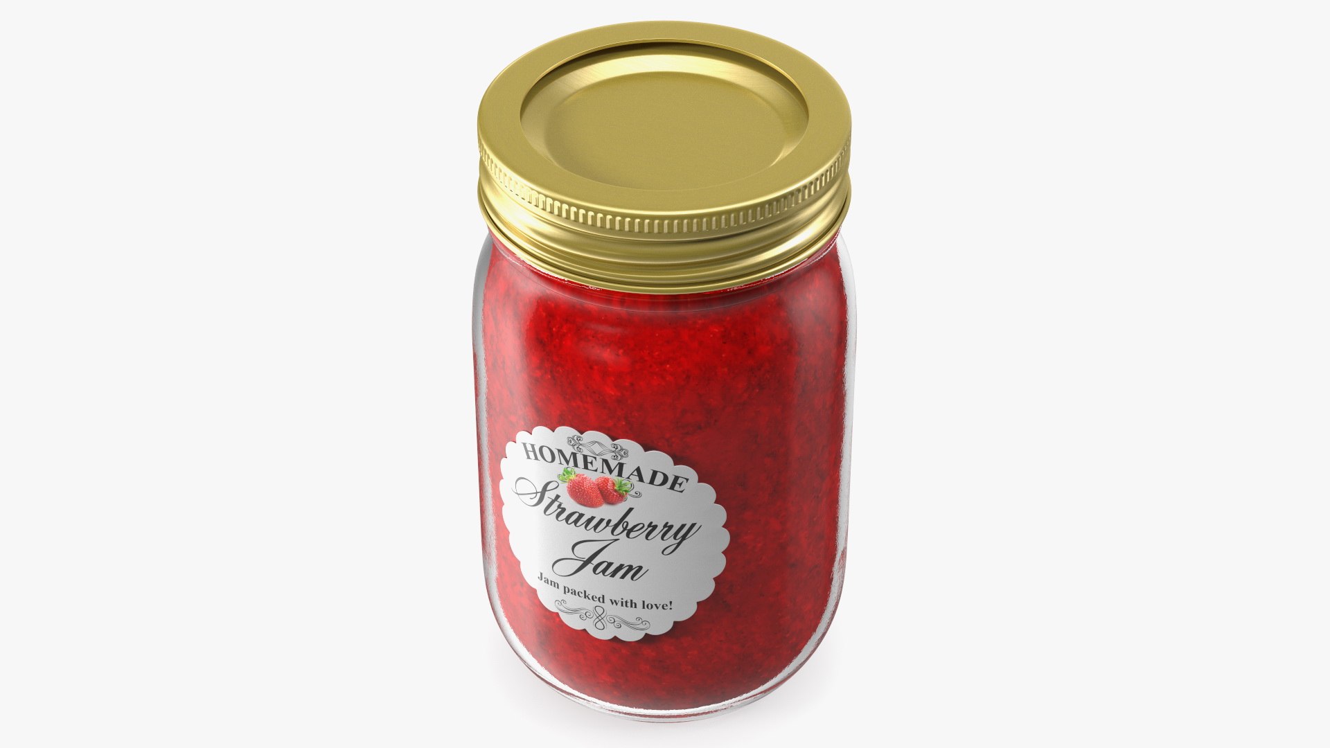 Jam Jar Strawberry 3D model preview