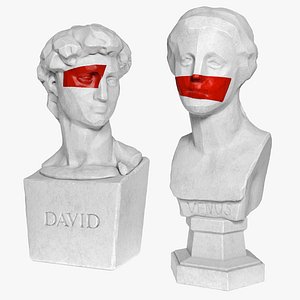 3D Venus and David edges bust model