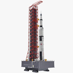 Saturn V Rocket on Launch Base 3D Model