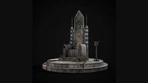 3D Old Stone throne Ancient