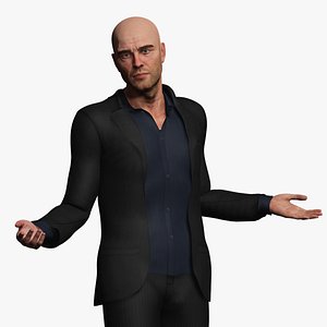 Realistic Male 3D Model in Elegant Suit Fully Rigged secret agent hitman