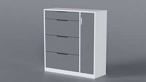 3D Low Poly White Grey Entryway Dresser 3D Model True Renders UV 4K PBR Textures