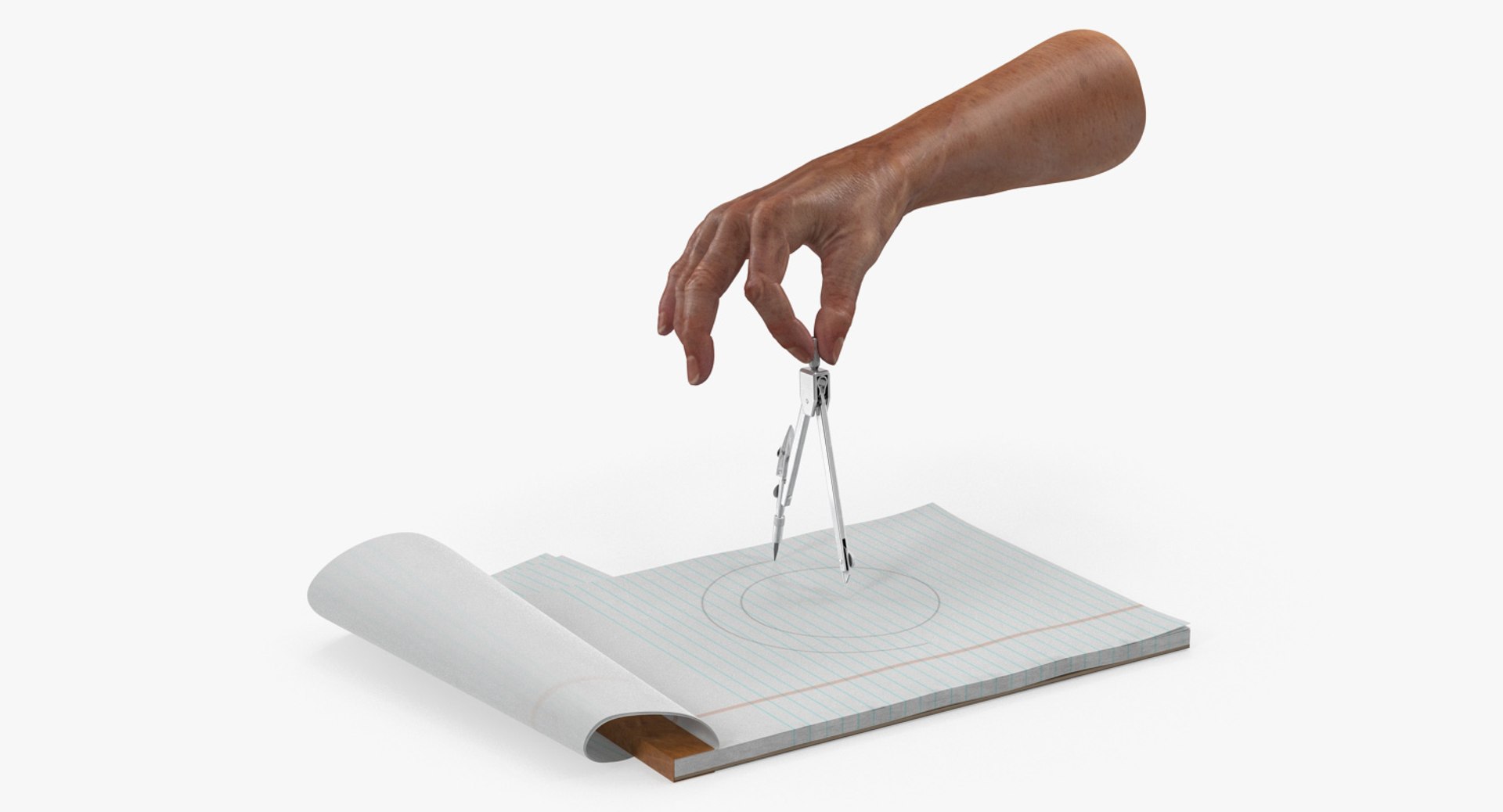 Compass Circle Drawing Hand Rigged for Maya 3D Model 3D model preview