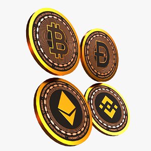 Crypto Coins low-poly
