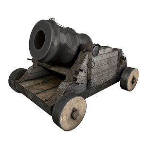 Low Poly 15th Century Mortar Rusty Cannon 3D model