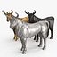 3D Brook Iron Bull Figurine 3 color model