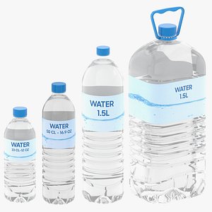 3D 4 water bottle model