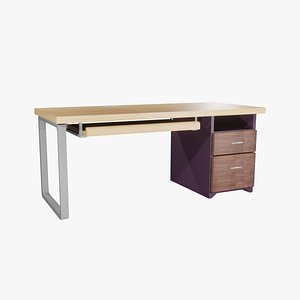 Modern Office Desk with Drawers and Keyboard Tray