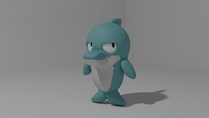 3D Cute Cartoon Dolphin - Stylized 3D Printable Character model