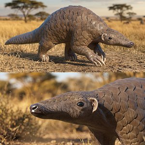 Keratin Scale Pangolin Rigged For Blender