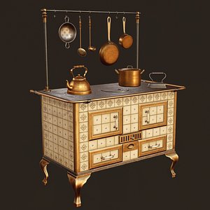 3D Antique Stove - PBR Game Ready