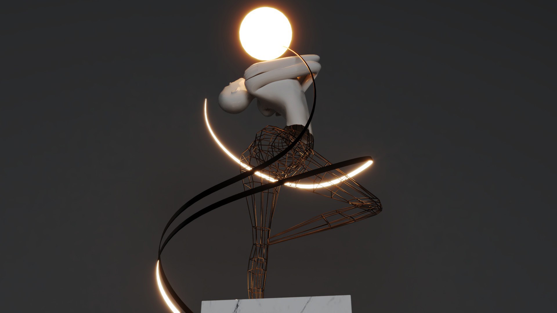 3D Ribbon Dancer Sculpture Standing Decorative Light TurboSquid 1962800