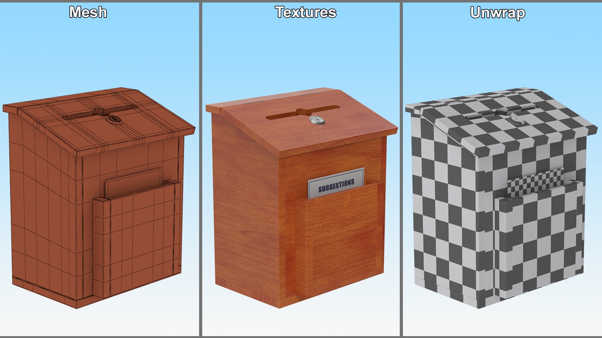 Brown Wooden Suggestion Box With Card Model - TurboSquid 2209130
