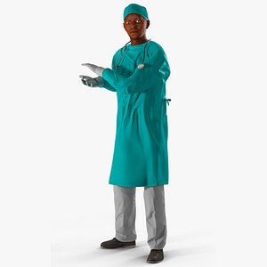 African Black Male Doctor Rigged for Maya 3D model