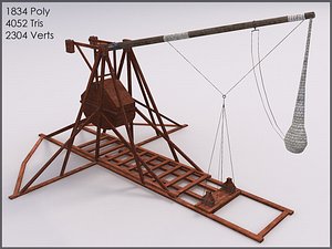 Trebuchet, Textured, Low Poly