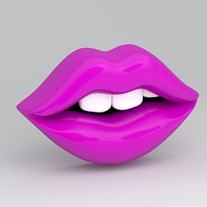 3D model pink lips with teeth