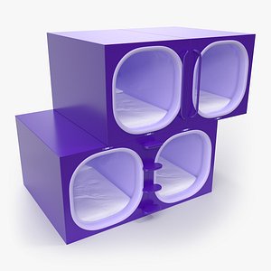 3D Purple Capsule Hotel Rooms model