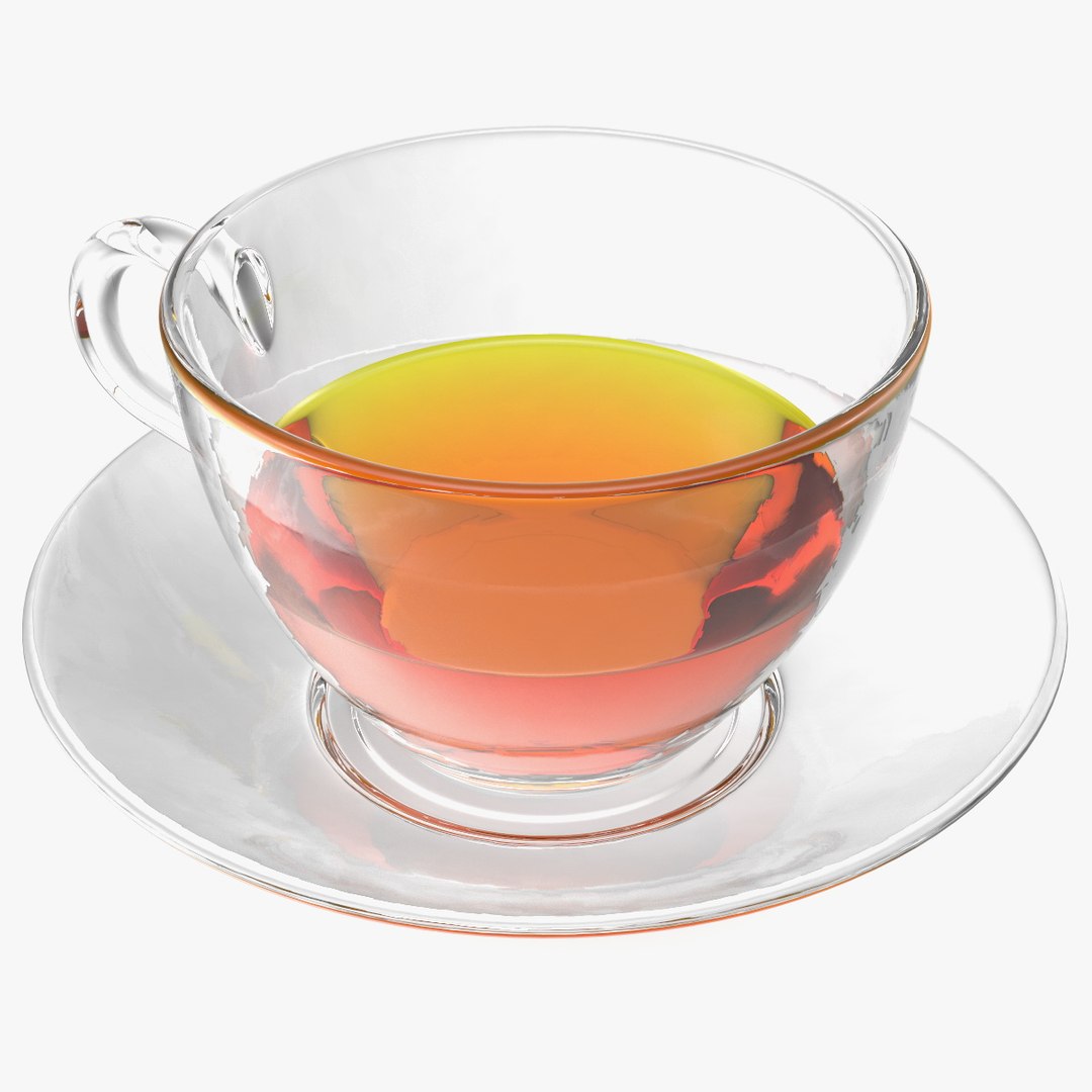 Drinking Tea Cup with Plate Half Full 3D model preview