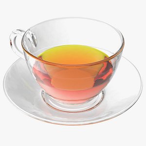 Drinking Tea Cup with Plate Half Full 3D model