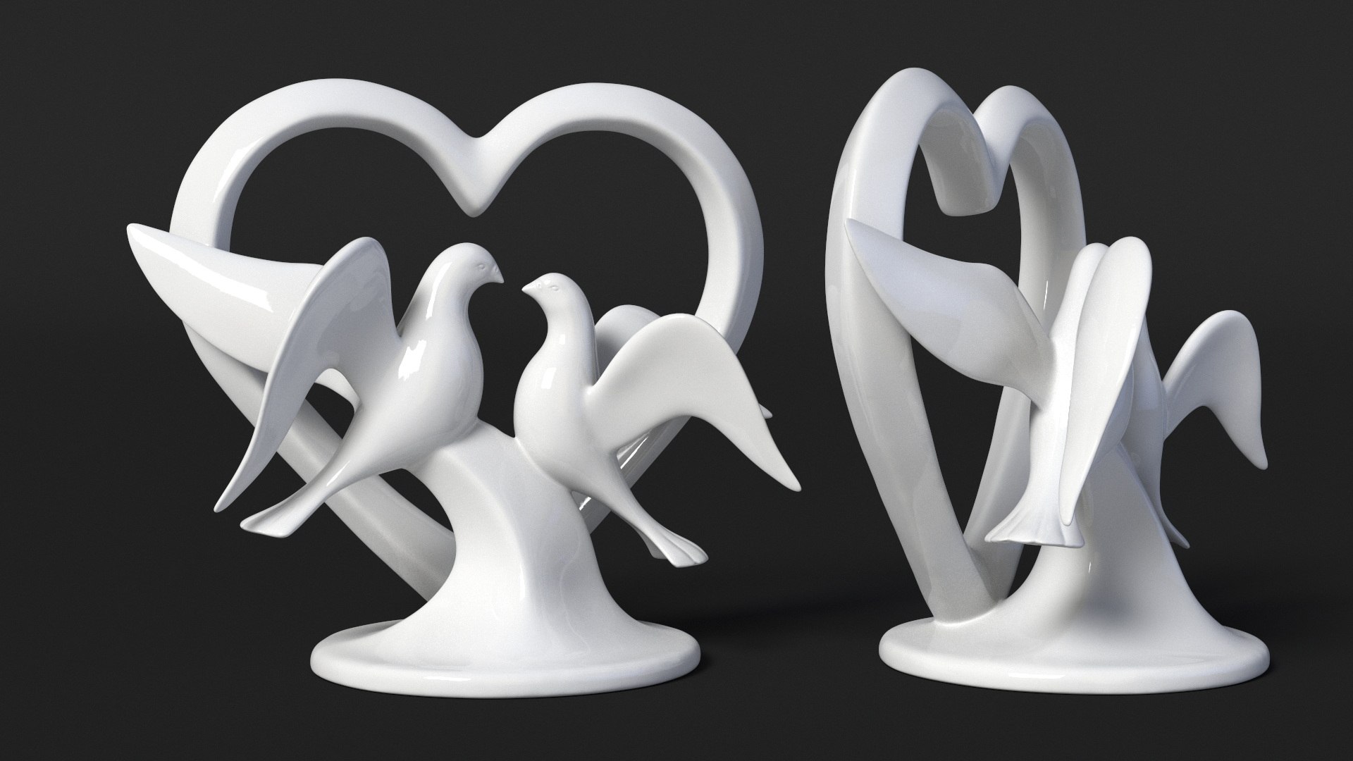 Porcelain Doves Love Sculpture 3D Model TurboSquid 2325225