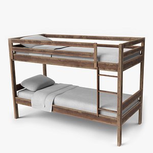 3D old wood bunkbed