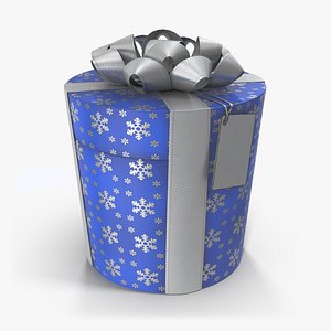 Gift Box Cylinder Label Blue 3D