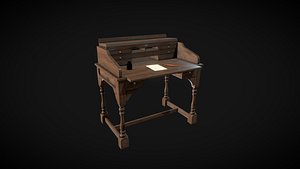 3D model Old Writing Desk - Game Ready