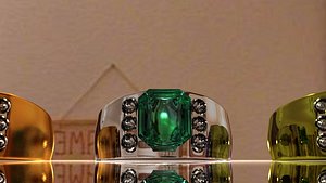 3d model rings stones gold