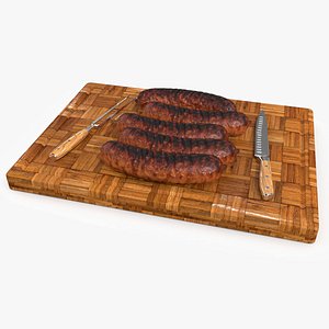 Grilled Sausages on Cutting Board