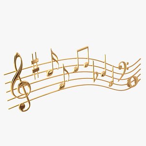 Golden Music Notes Waves