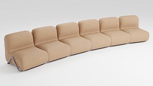 Sofa in brown tones with a modular system in a minimalist style 3D