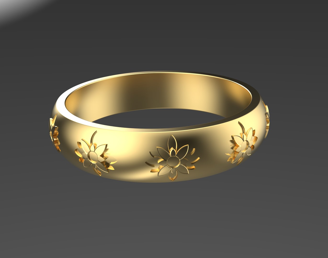 Golden Ring With Textured Flowers Model - TurboSquid 2142451